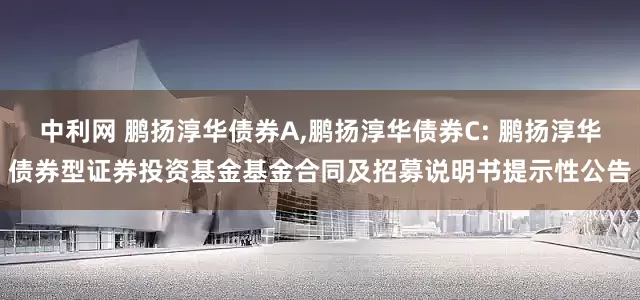 中利网 鹏扬淳华债券A,鹏扬淳华债券C: 鹏扬淳华债券型证券投资基金基金合同及招募说明书提示性公告